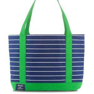 Ame & Lulu Charles River Navy White Stripe Kelly Green New Englander Tote Bag
